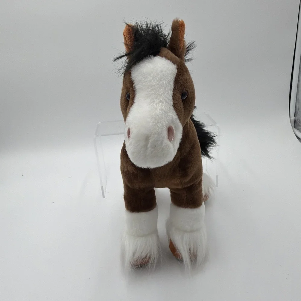 Wild Republic Clydesdale Horse Plush Stuffed‎ Animal Brown White With Black Mane